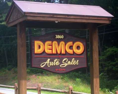 Demco Auto Sales — Sandblasted Signs built by Hale Custom Signs