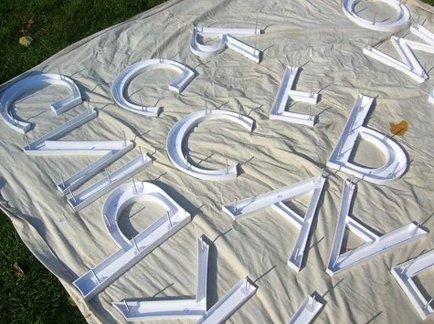 Installing Dimensional Letters — step 6 of the fabrication process