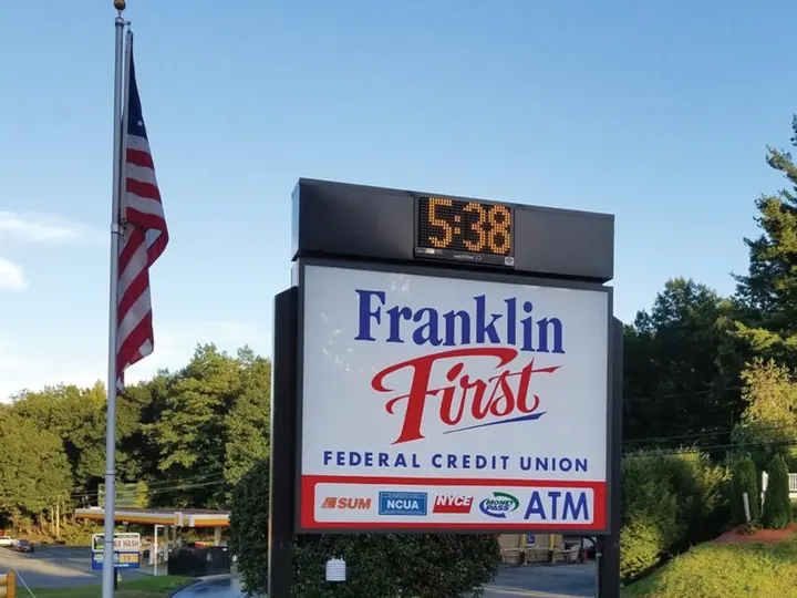 Franklin First FCU with Digital Time and Temp — Illuminated Signs & Letters by Hale Custom Signs