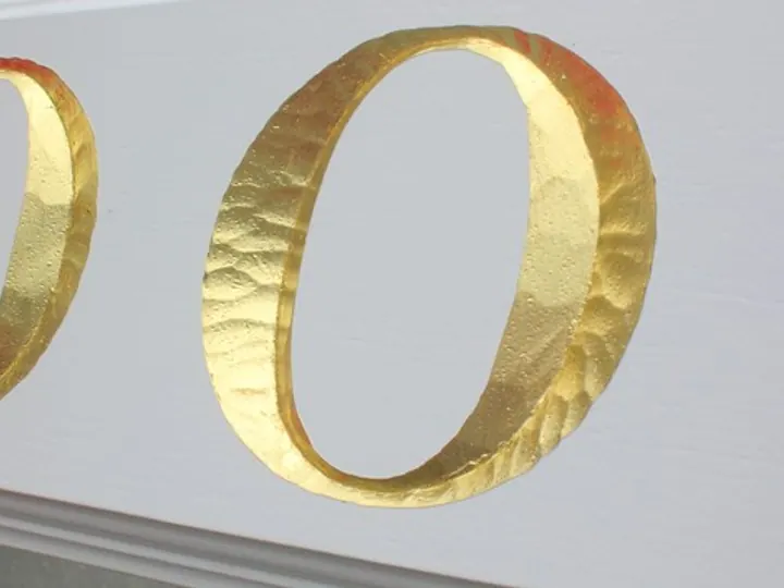 Amherst College Pontypool Detail — Carved & Gold Leaf Signs by Hale Custom Signs