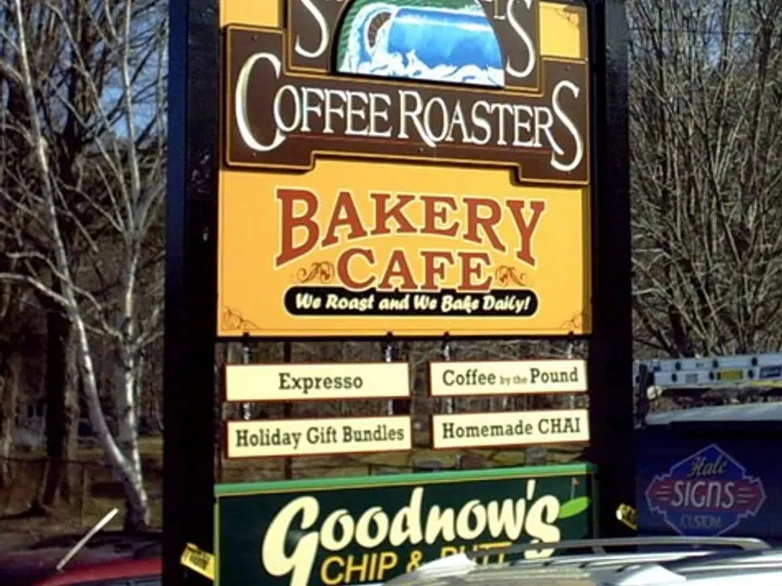 Shelburne Falls Coffee Roasters Painted mural — Carved & Gold Leaf Signs by Hale Custom Signs
