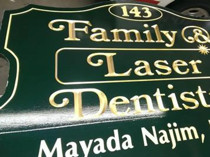 Family Laser Dentistry — Carved & Gold Leaf Signs by Hale Custom Signs