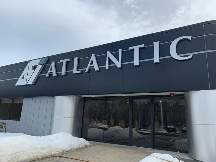 Atlantic Furniture LED lit channel lettering SDeerfield MA — Dimensional Letters by Hale Custom Signs
