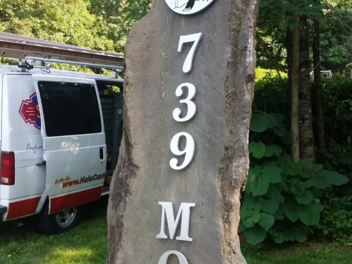 Brushed aluminum letters custom cut and mounted Shelburne MA — Dimensional Letters by Hale Custom Signs