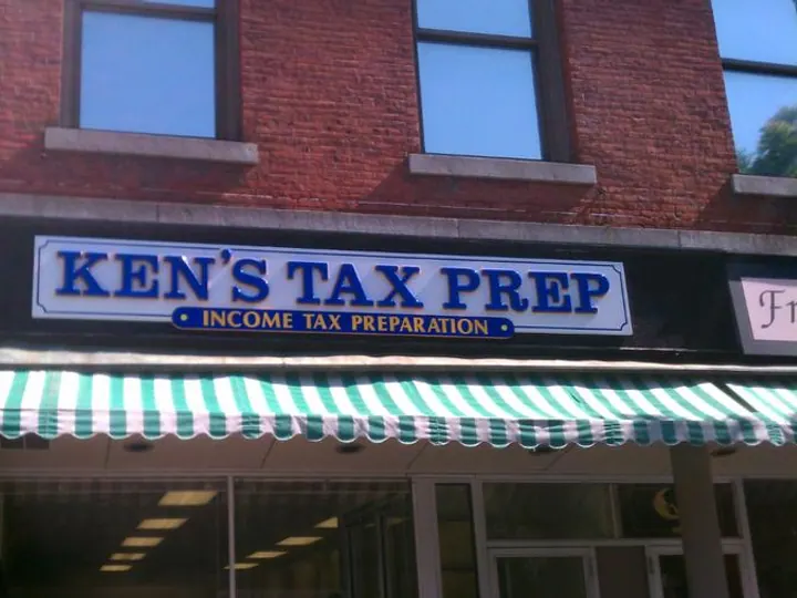 Kens Tax Prep Formed Acrylic Lettering Greenfield MA — Dimensional Letters by Hale Custom Signs
