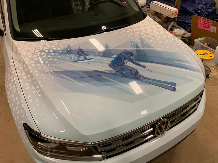 Mount Snow Tiguan Hood wrap — Vehicle Graphics by Hale Custom Signs
