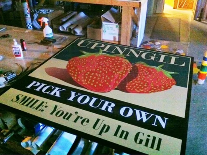 Uppingil Strawberry digitally printed panel — Post & Panel Signs by Hale Custom Signs